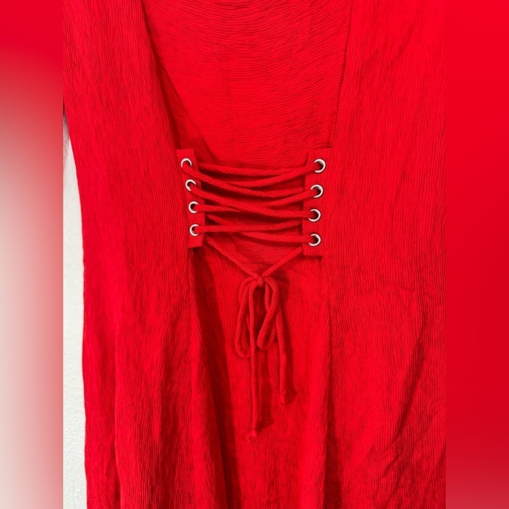 Anthropologie Maeve Juliet Corseted Textured Mini Dress in Red Women’s US Size 8 - Picture 14 of 16